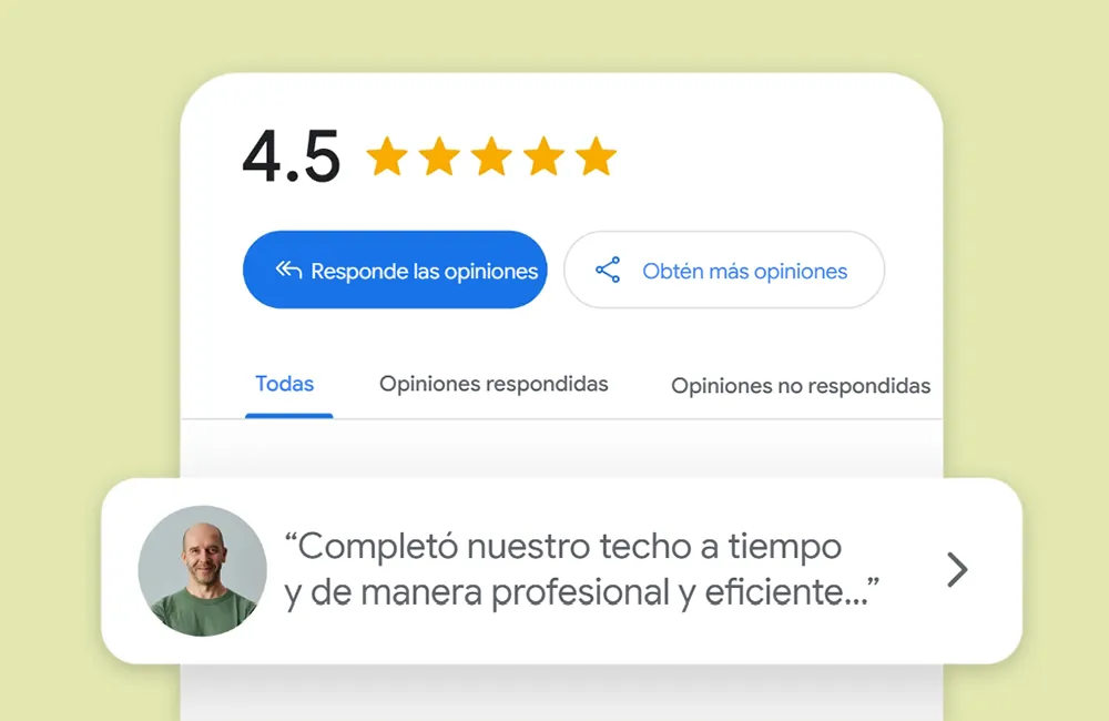 Gestión de reseñas en la ficha de Google, con las valoraciones de los clientes respondidas